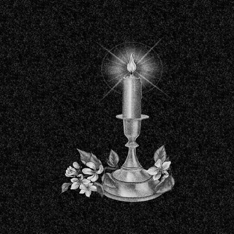 Свечи | Рисунок горящая свеча с цветами плодовых деревьев, СВ-008