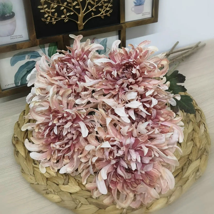 Искусственные цветы в Калуге | Цветок искусственный «Хризантема», персиково-розовая, одиночный