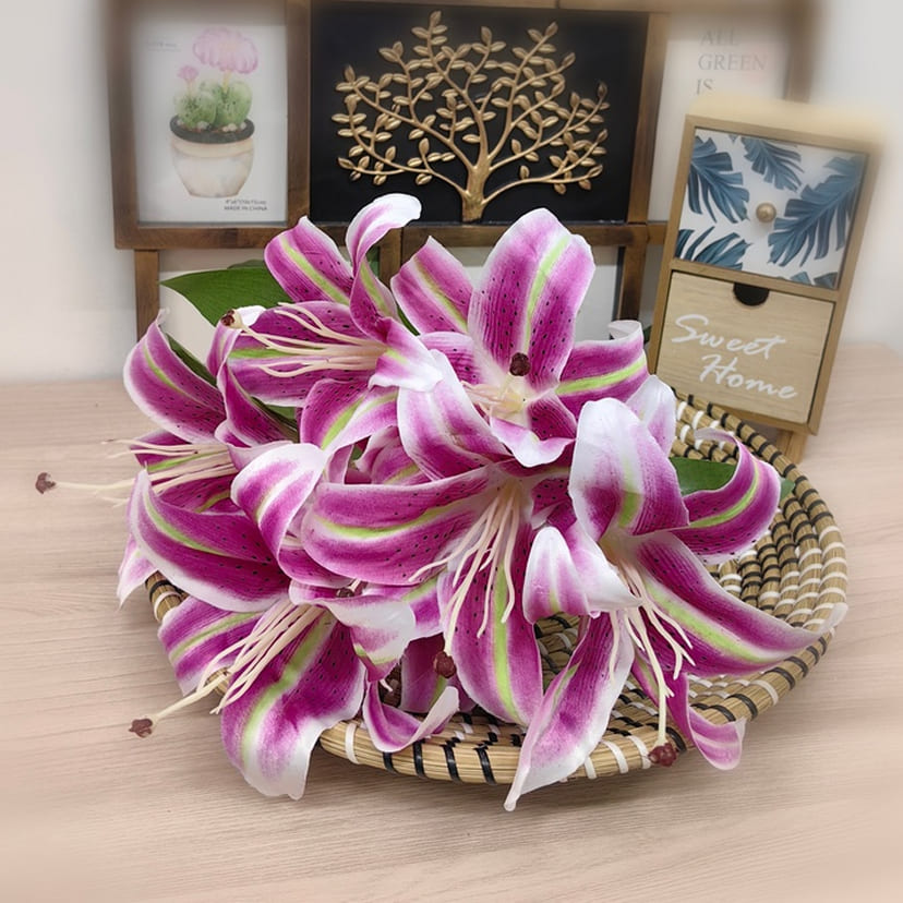 Искусственные цветы в Калуге | Цветы искусственные «Лилии крупные», розово-сиреневые, букет