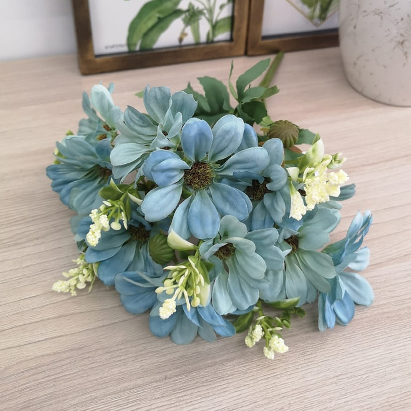 Искусственные цветы в Калуге | Цветы искусственные «Ромашки с бутонами», голубые, букет