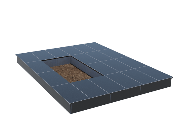 Площадки на могилу в Калуге | Площадка с вертикальной (15 см) облицовкой гранитом Габбро (под цветник)