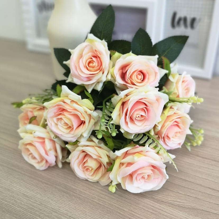 Искусственные цветы в Калуге | Цветы искусственные «Розы острые», розовато-молочные, букет