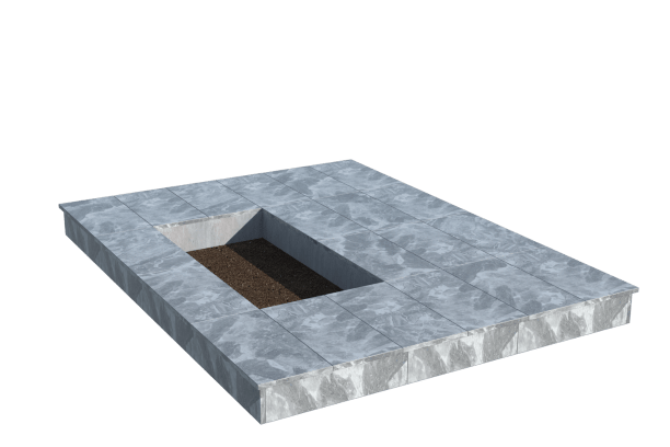 Площадки на могилу в Калуге | Площадка с вертикальной (15 см) мраморной облицовкой (под цветник)