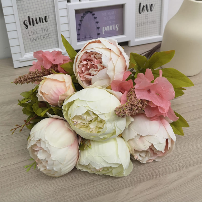Искусственные цветы в Калуге | Цветы искусственные «Пионы», молочно-розовые, букет