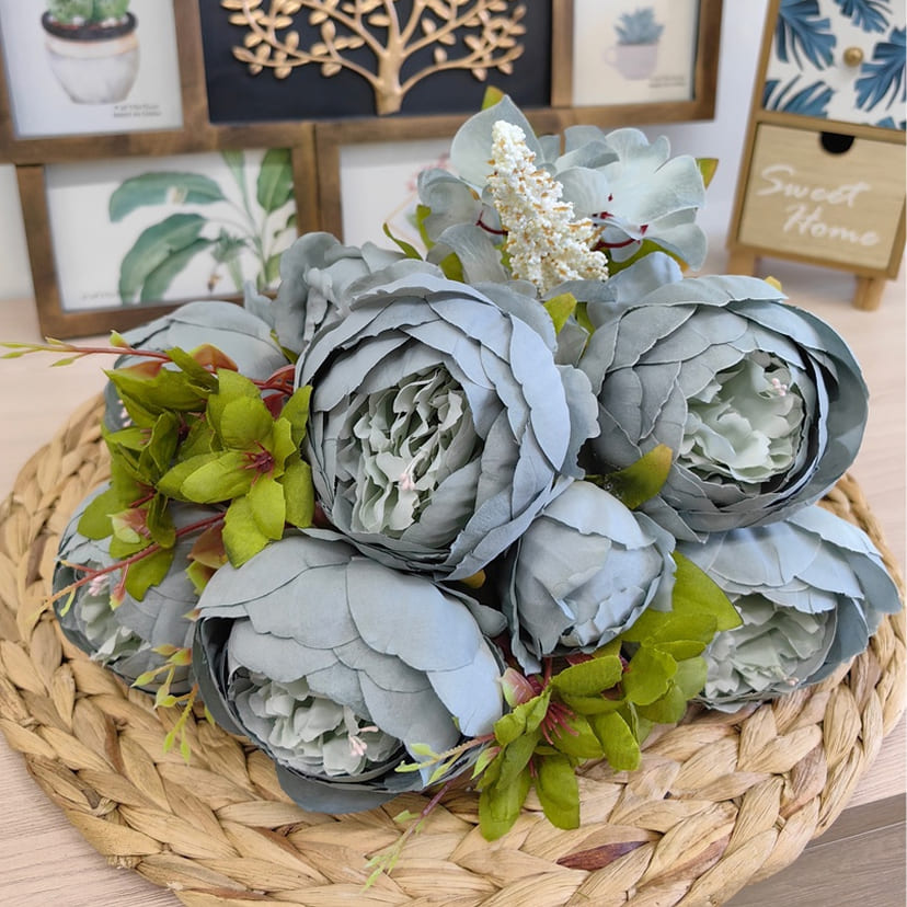 Искусственные цветы в Калуге | Цветы искусственные «Пионы», серо-голубые, букет