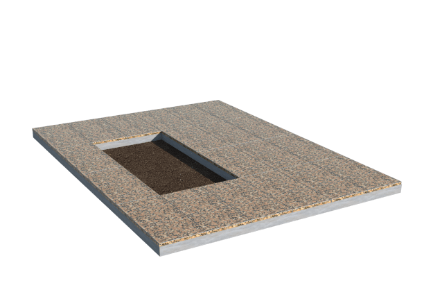 Площадки на могилу в Калуге | Площадка с облицовкой Южно-Султаевским гранитом (под цветник)