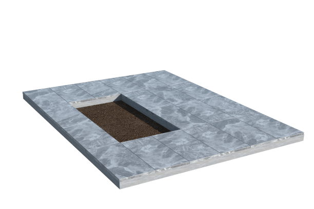 Площадки на могилу в Калуге | Площадка с мраморной облицовкой (под цветник)