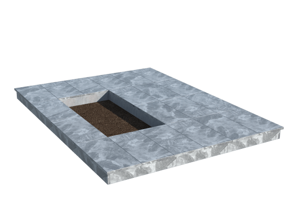 Площадки на могилу в Калуге | Площадка с вертикальной (10 см) мраморной облицовкой (под цветник)