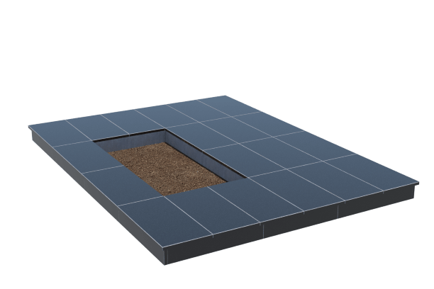 Площадки на могилу в Калуге | Площадка с вертикальной (10 см) облицовкой гранитом Габбро (под цветник)