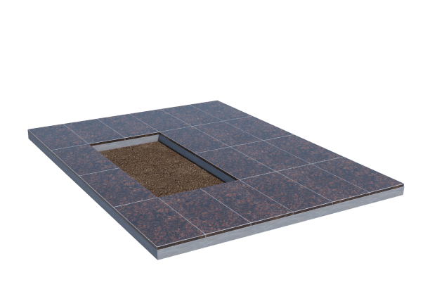 Площадки на могилу в Калуге | Площадка с облицовкой Дымовским гранитом (под цветник)